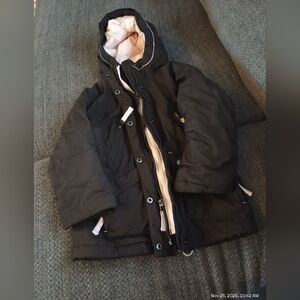 Lands End Girls Size Small Brown And Pink Waterproof Winter Coat